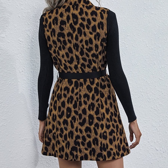 classic leopard print vest with belt grey black - Picture 11 of 11